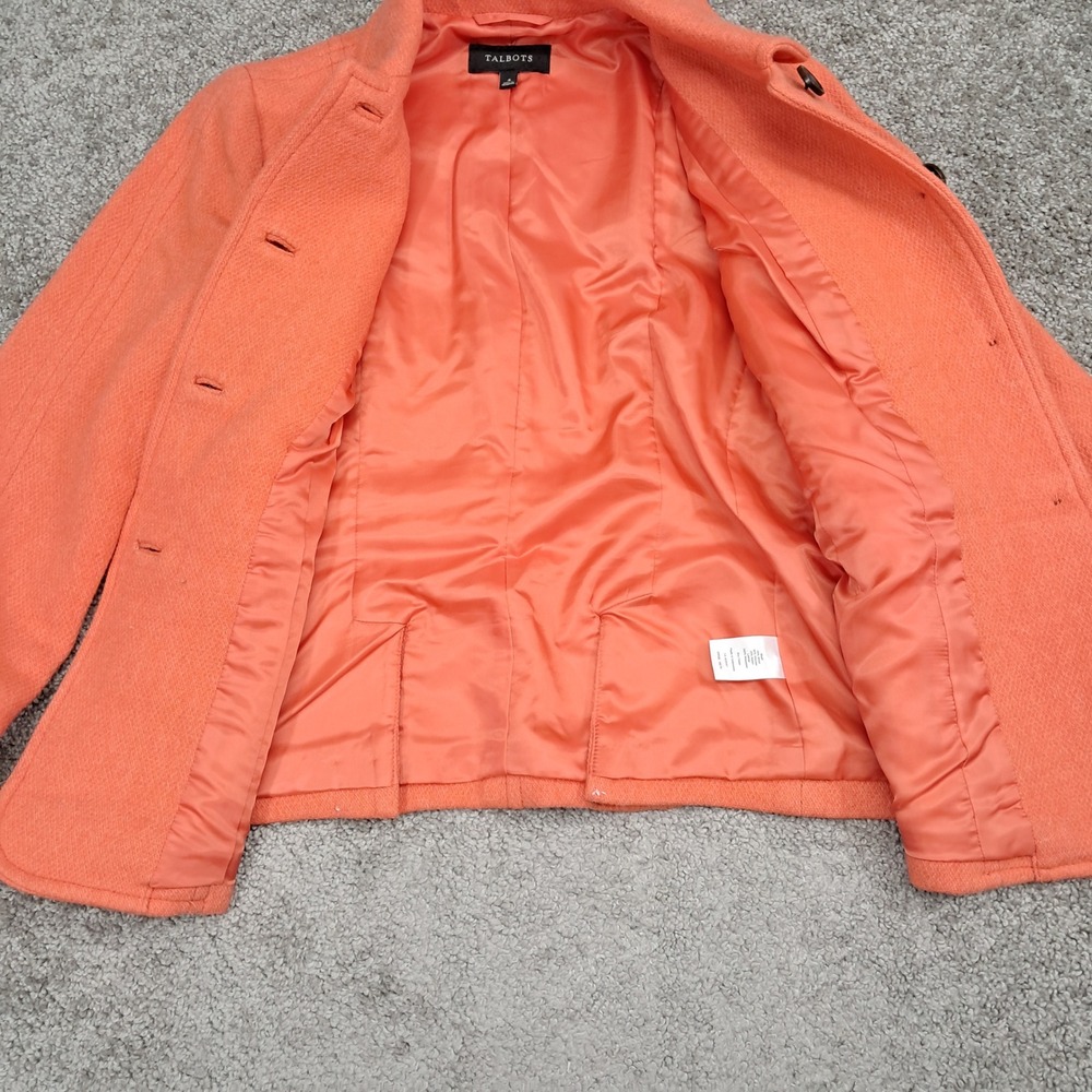 Talbots Womens Coral Orange Wool Blend Button Up‎ Jacket Blazer Size 4 ID5125 - Picture 3 of 9